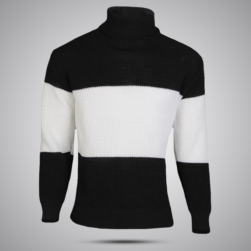 بافت یقه اسکی مشکی سفید